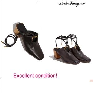 *SOLD*Salvatore Ferragamo black leather mules 7